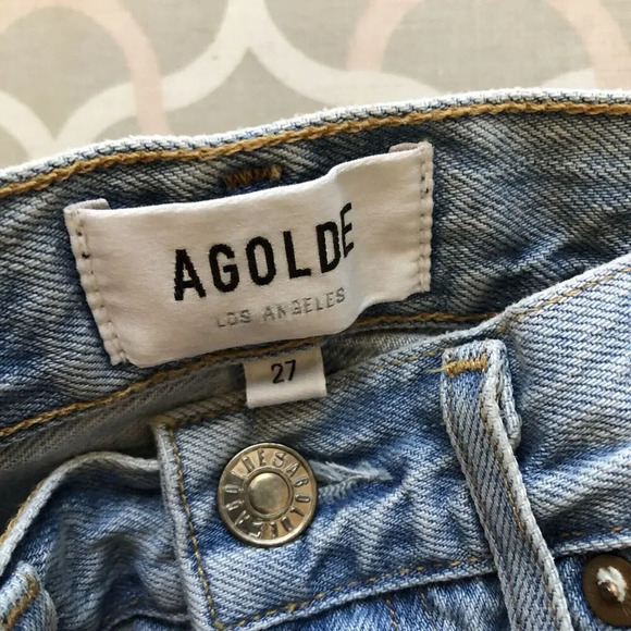 Agolde Riley High Rise Straight Crop Jeans Distressed Womens Size 27 In Shatter - Picture 9 of 11